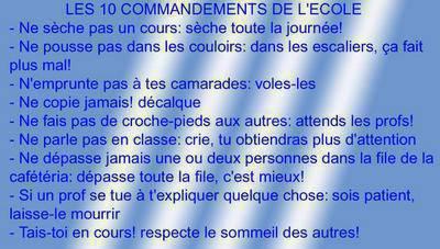 LES 10 COMMANDEMENTS DU BAHUT